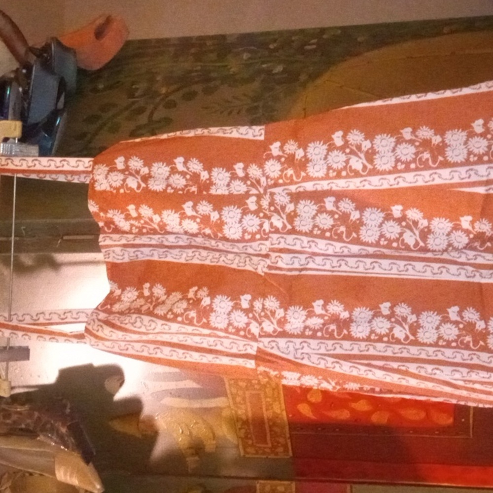 Women's Rust Orange Floral Maxi Dress with Straps